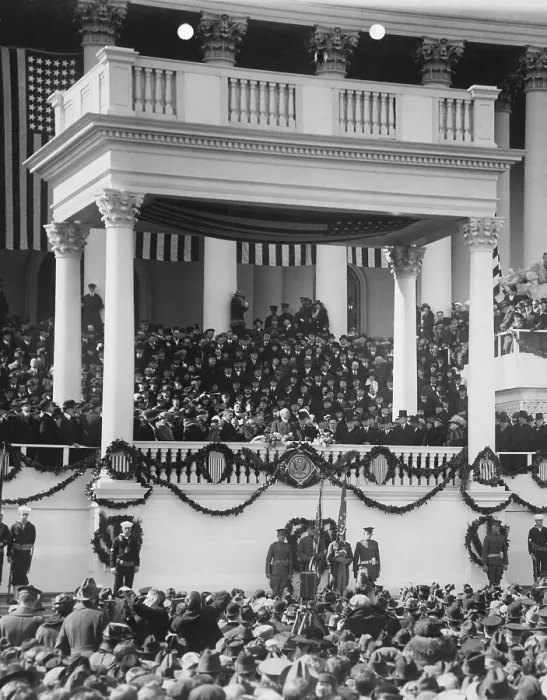 Framed Print : President Warren Harding delivering his inaugural address on March 4, 1921. East Portico of U.S. Capitol, Washington, D.C. (BSLOC_2015_15_14)