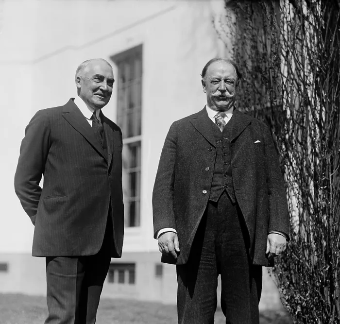 Framed Print : President Warren Harding and former President Howard Taft at the White House. On June 30, 1921, Following the death of Chief Justice Edward Douglass White, President Warren G