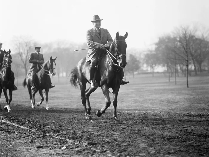 Framed Print : President Warren Harding riding a horse on the Capital Mall, ca. 1921-22. (BSLOC_2015_15_24)
