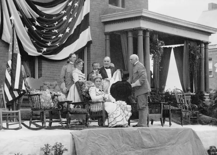 Framed Print : President William and Ida McKinley on reviewing stand at Plattsburgh Barracks, N.Y. 1899 Framed Print : President William and Ida McKinley on reviewing stand at Plattsburgh Barracks, N.Y. 1899