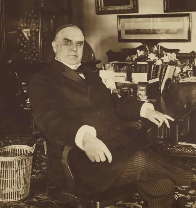 Framed Print : President William McKinley in the White House, 1897-1901. The US and France, agreed on a policy to manage Bimetallism, but could not reach agreement with Britain