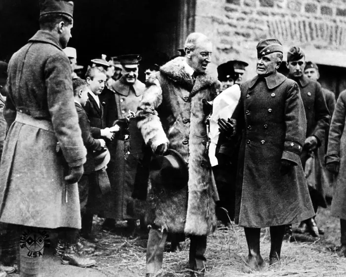 Framed Print : President Woodrow Wilson (center right), rejoicing with the French at the end of World War I, December 25, 1918. Courtesy: CSU Archives / Everett Collection Framed Print : President Woodrow Wilson (center right), rejoicing with the French at the end of World War I, December 25, 1918. Courtesy: CSU Archives / Everett Collection