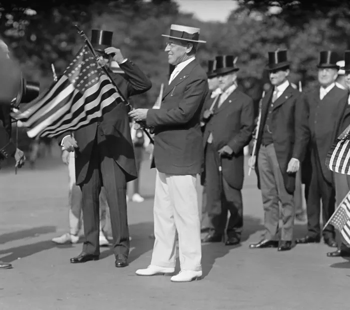 Framed Print : President Woodrow Wilson about to lead the Great Draft Parade down Pennsylvania Ave. Sept 5, 1917