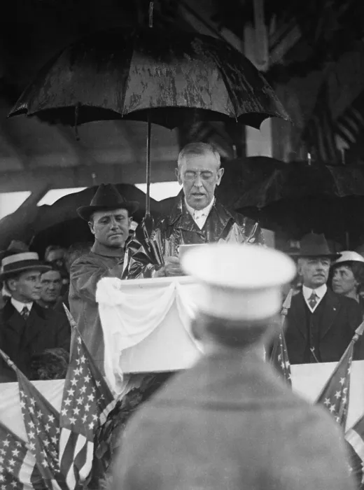 Framed Print : President Woodrow Wilson speaking under an umbrella on Flag Day, June 14, 1917 (BSLOC_2016_11_5) Framed Print : President Woodrow Wilson speaking under an umbrella on Flag Day, June 14, 1917 (BSLOC_2016_11_5)