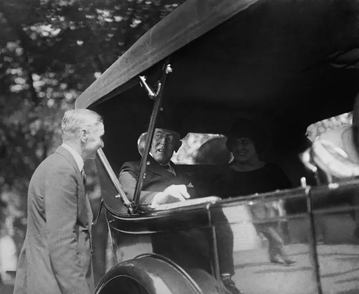 Framed Print : Former President Woodrow Wilson and his wife Edith call at White House the day after Warren Hardings death, August 3, 1923 (BSLOC_2016_11_77) Framed Print : Former President Woodrow Wilson and his wife Edith call at White House the day after Warren Hardings death, August 3, 1923 (BSLOC_2016_11_77)