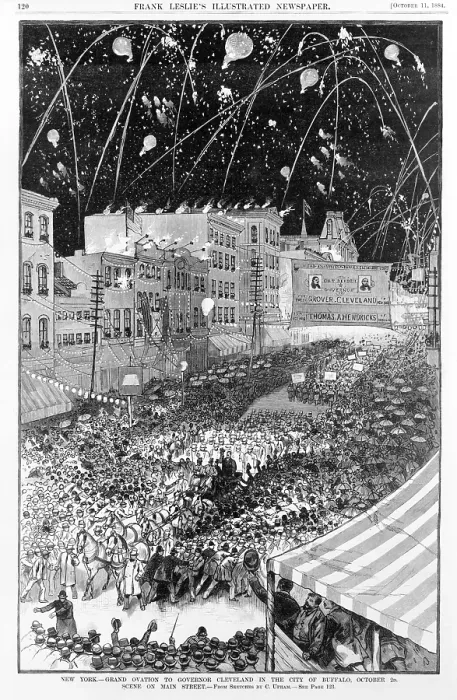 Framed Print : Presidential election of 1884. Grand ovation to Governor Cleveland in the city of Buffalo, NY. Oct 2, 1884 Framed Print : Presidential election of 1884. Grand ovation to Governor Cleveland in the city of Buffalo, NY. Oct 2, 1884