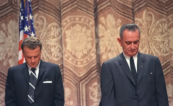 Framed Print : Presidential Prayer Breakfast. Rev. Billy Graham and President Lyndon Johnson in prayer at the Shoreham Hotel, Washington, DC. Nov. 21, 1966 Framed Print : Presidential Prayer Breakfast. Rev. Billy Graham and President Lyndon Johnson in prayer at the Shoreham Hotel, Washington, DC. Nov. 21, 1966