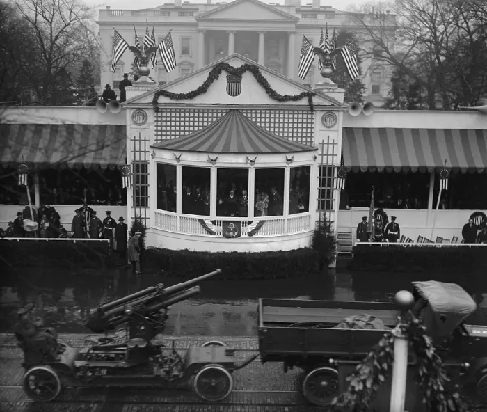 Framed Print : Presidential reviewing stand at the White House during Herbert Hoover's inauguration. March 4, 1929 Framed Print : Presidential reviewing stand at the White House during Herbert Hoover's inauguration. March 4, 1929