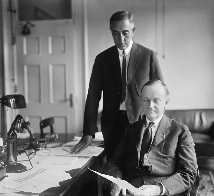 Framed Print : Presidential Secretary C. Bascom Slemp with President Calvin Coolidge in 1923