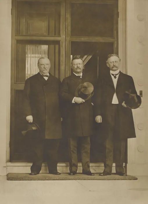 Framed Print : Presidents Grover Cleveland, Theodore Roosevelt, and Governor David R. Francis, April 30, 1903