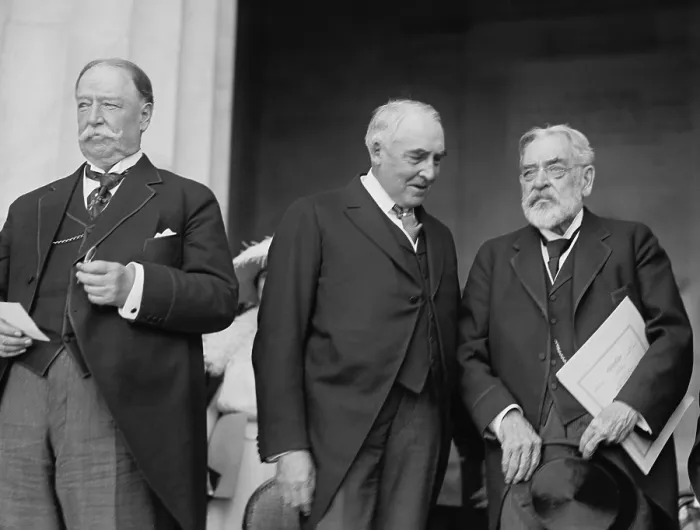 Framed Print : Two Presidents with Robert Lincoln at the dedication of the Lincoln Memorial on May 20, 1922