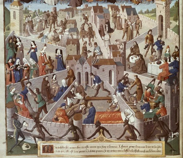 Framed Print : PRESLES, Raoul de (h.1316-1382). Translator and king's lawyer.; AUGUSTINE OF HIPPO, Saint (354-430). African bishop, Doctor and Father of the Church