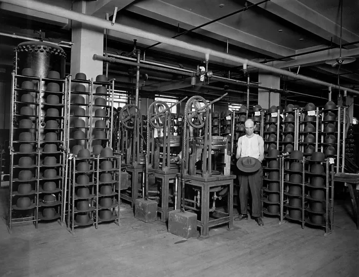 Framed Print : Pressing Army service hats for American soldiers by John B. Stetson Co. Philadelphia. World War I. Ca. 1917-18