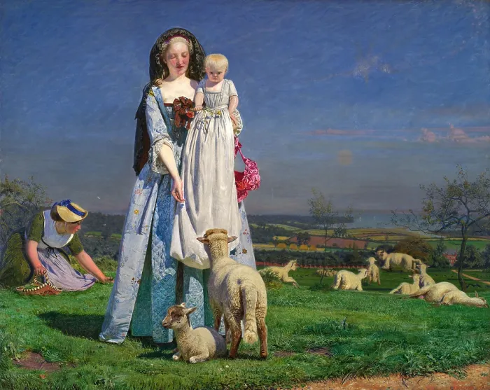 Framed Print : Pretty Baa-Lambs, 1852, by Ford Madox Brown, 1821-1893, British Pre-Raphaelite painting, oil on panel Framed Print : Pretty Baa-Lambs, 1852, by Ford Madox Brown, 1821-1893, British Pre-Raphaelite painting, oil on panel