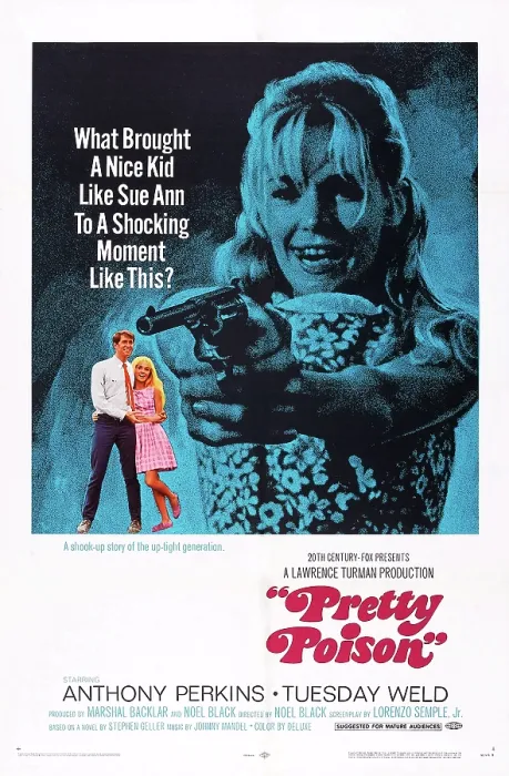 Framed Print : PRETTY POISON, l-r: Anthony Perkins, Tuesday Weld on poster art, 1968
