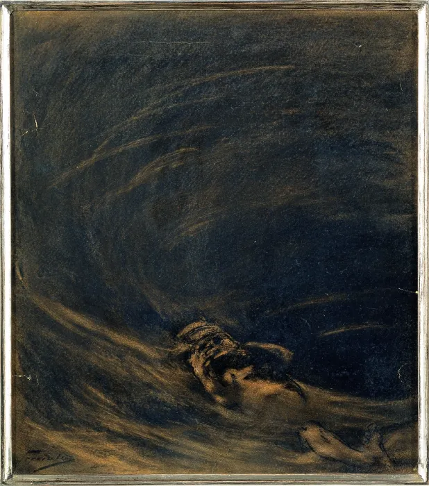 Framed Print : Previati Gaetano, Descent into the Maelstrom, 1888 - 1890, 19th Century, black charcoal on paper, Italy, Lombardy, Milan Framed Print : Previati Gaetano, Descent into the Maelstrom, 1888 - 1890, 19th Century, black charcoal on paper, Italy, Lombardy, Milan