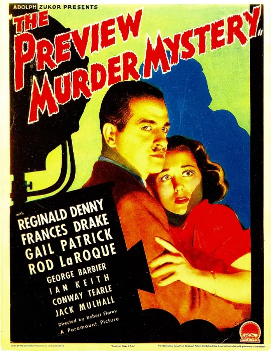 Framed Print : THE PREVIEW MURDER MYSTERY, Reginald Denny, Frances Drake on midget window card, 1936 Framed Print : THE PREVIEW MURDER MYSTERY, Reginald Denny, Frances Drake on midget window card, 1936