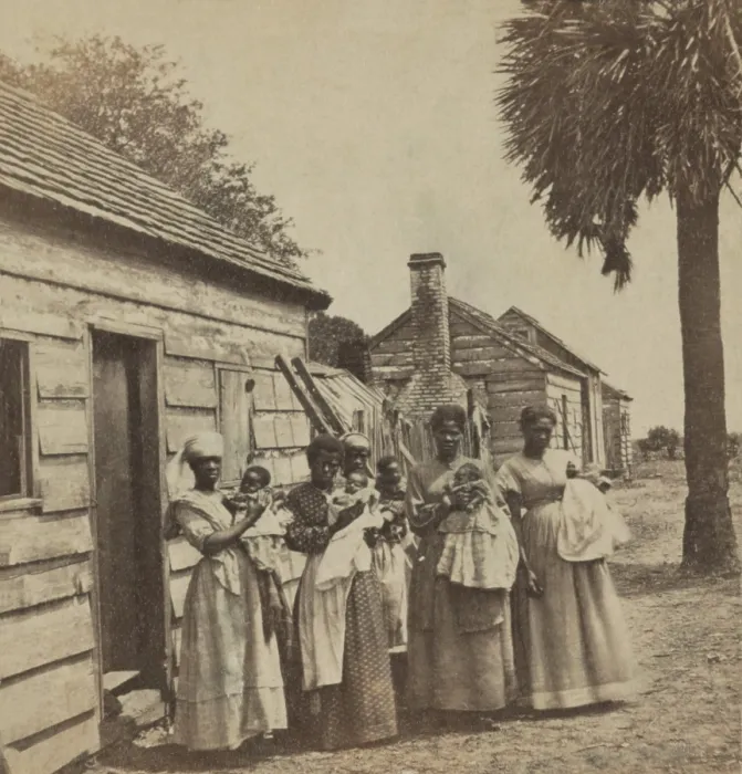 Framed Print : Previously enslaved African American women hold their babies on the Fripp plantation, Saint Helena Island, SC, 1863-1866 Framed Print : Previously enslaved African American women hold their babies on the Fripp plantation, Saint Helena Island, SC, 1863-1866