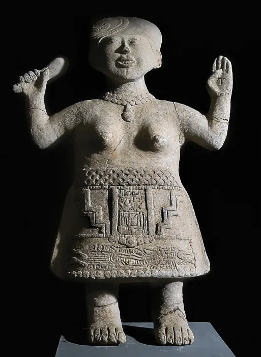 Framed Print : Priestess with raised arms. 4th-9th c. Totonacan art. Sculpture; Terra-cotta. MEXICO. Jalapa. Regional Museum. - BeBa / Iberfoto / Everett Collection (585597)**US SALES ONLY**