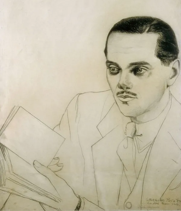 Framed Print : PRIETO MUOZ, Gregorio (1897-1992). Portrait of Luis Cernuda. 1939. Portrait made in London during the exile of Prieto and Cernuda. Drawing