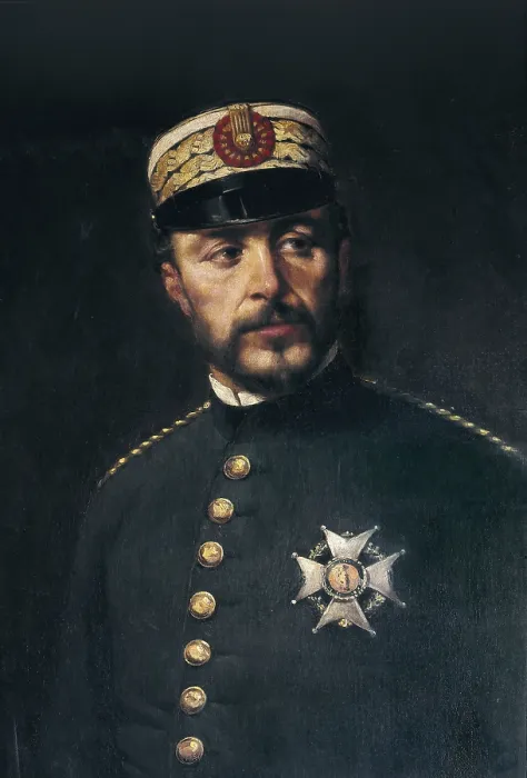 Framed Print : PRIM I PRATS, Joan (1814-1870). Spanish general and politician, Prime Minister (1869-1970). Portrait of 1884. Work by CUSACHS i CUSACHS, Josep (1851-1908). Realism. Oil on canvas