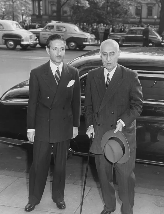 Framed Print : Prime Minister Mossadegh of Iran (right) during his visit to Washington, D.C. Oct. 23, 1951. - (BSLOC_2014_15_213)