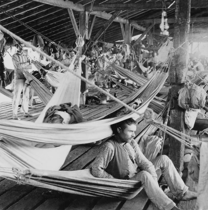 Framed Print : Primitive conditions in the last Spanish POW camp in Cienfuegos, Cuba ca. 1898 Framed Print : Primitive conditions in the last Spanish POW camp in Cienfuegos, Cuba ca. 1898