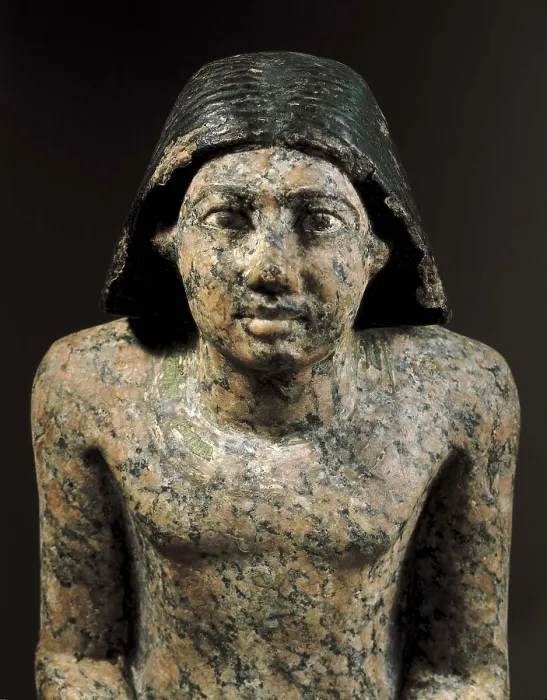 Framed Print : Prince Setka, wire of king Didoufri, represented in an attitude of scribe. 2694 -2563 BC. Upper detail. Work of granite, wood and limestone. Egyptian art. Middle Kingdom