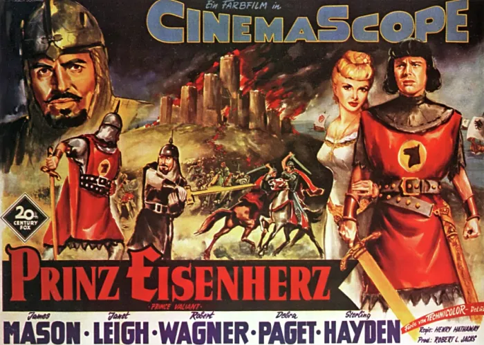 Framed Print : PRINCE VALIANT, (aka PRINZ EISENHERZ), l-r: James Mason, Janet Leigh, Robert Wagner on German poster art, 1954, TM and Copyright 20th Century Fox Film Corp Framed Print : PRINCE VALIANT, (aka PRINZ EISENHERZ), l-r: James Mason, Janet Leigh, Robert Wagner on German poster art, 1954, TM and Copyright 20th Century Fox Film Corp