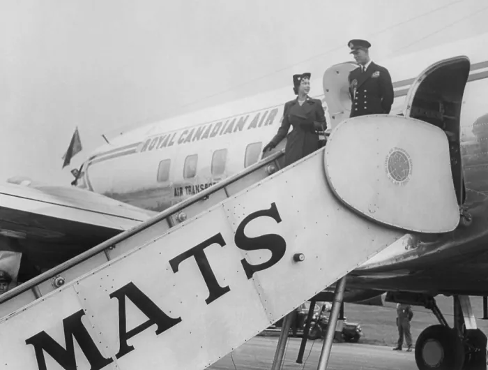 Framed Print : Princess Elizabeth and Prince Philip arrive at Washington's National Airport. Oct. 31, 1951. - (BSLOC_2014_15_38)