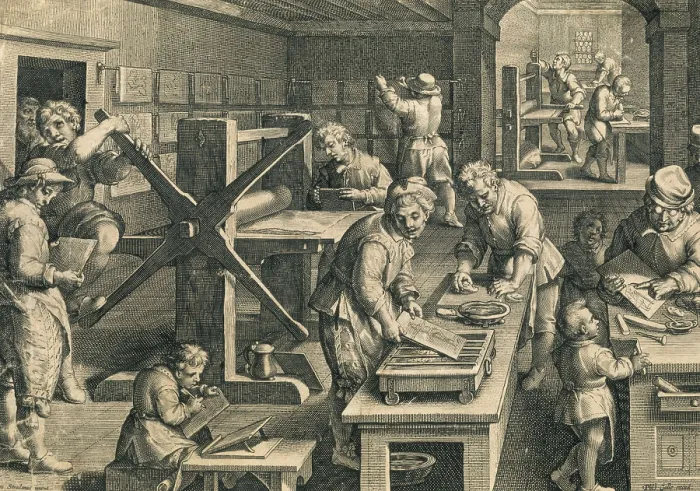 Framed Print : Printing workshop (18th c.). Engraving. AISA / Everett Collection**US SALES ONLY**