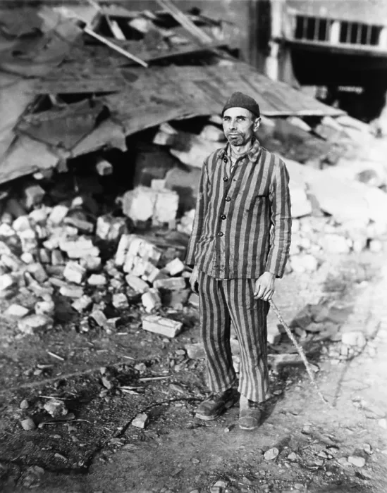 Framed Print : Prisoner in German slave labor camp at Nordhausen, at time of liberation by U.S. Army. April 1945, Germany, World War 2. (BSLOC_2014_4_19)