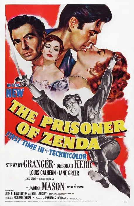 Framed Print : THE PRISONER OF ZENDA, James Mason, Jane Greer, Stewart Granger, Deborah Kerr, 1952 Poster art