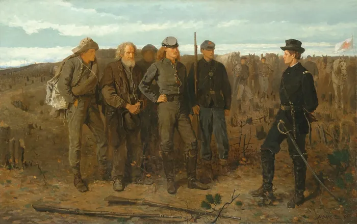 Framed Print : PRISONERS FROM THE FRONT, by Winslow Homer, 1866, American, oil on canvas