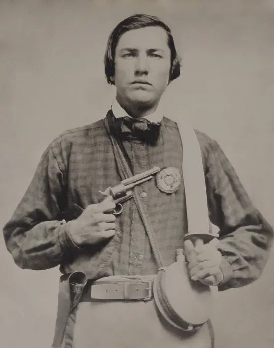 Framed Print : Private David C. Colbert of Company C, 46th Virginia Infantry Regiment, wearing a secession badge, c. 1860-61