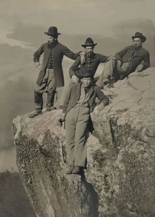 Framed Print : Private Henry McCollum with fellow soldiers of 78th Pennsylvania Infantry Regiment on Lookout Mountain. After the Chattanooga Campaign of Sept.-Nov