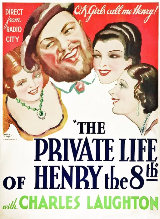 Framed Print : THE PRIVATE LIFE OF HENRY THE 8TH, (aka THE PRIVATE LIFE OF HENRY VIII), center: Charles Laughton on poster art, 1933