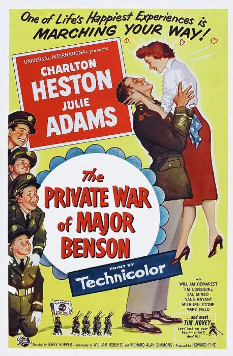 Framed Print : THE PRIVATE WAR OF MAJOR BENSON, US poster art, right from left: Charlton Heston, Julie Adams, 1955