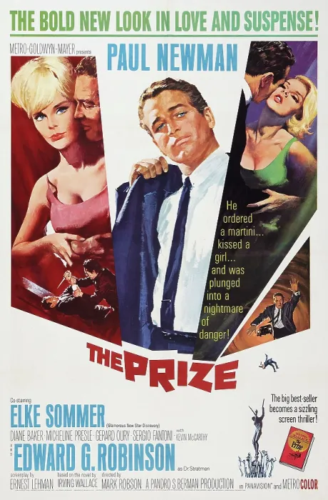 Framed Print : THE PRIZE, US poster, Elke Sommer (left), Paul Newman (center), 1963 Framed Print : THE PRIZE, US poster, Elke Sommer (left), Paul Newman (center), 1963