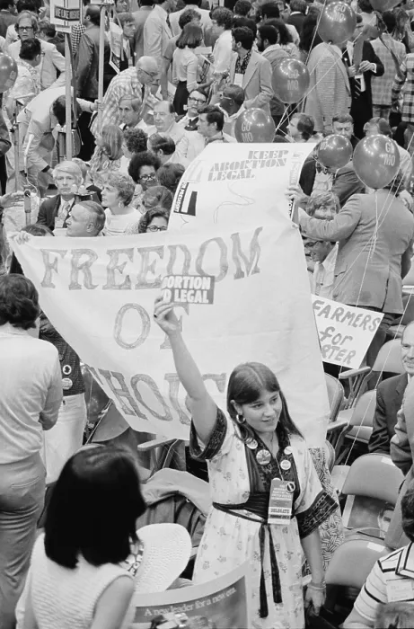 Framed Print : Pro-choice Democrats protesting the anti-abortion candidate, Ellen McCormack, at the Democratic National Convention, New York City, July 14, 1976