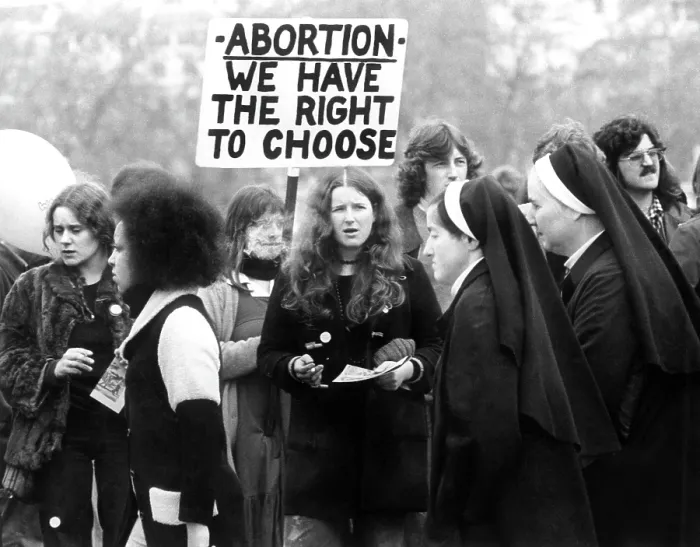 Framed Print : Pro-Life (then called Anti-Abortion') Marchers, walking past Reproductive Rights (then called Pro-Abortion')Protestors, London, England, 05-08-74 Framed Print : Pro-Life (then called Anti-Abortion') Marchers, walking past Reproductive Rights (then called Pro-Abortion')Protestors, London, England, 05-08-74