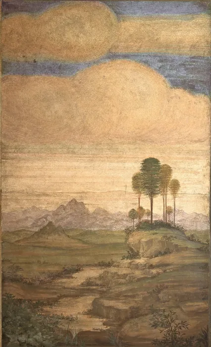 Framed Print : probably Luini Bernardino, Landscape, 16th Century, fresco, Italy, Lombardy, Milan, San Maurizio al Monastero Maggiore Church