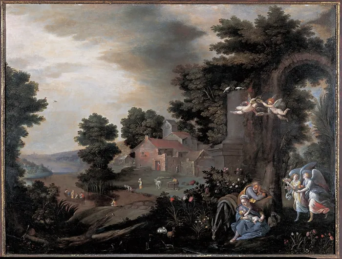 Framed Print : Procaccini Carlo Antonio, Landscape with the Rest on the Flight into Egypt, 1610 - 1615, 17th Century Framed Print : Procaccini Carlo Antonio, Landscape with the Rest on the Flight into Egypt, 1610 - 1615, 17th Century