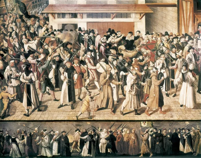 Framed Print : Procession of the Holy League Leaving the Saint-Jean Arch. 1590. Detail. French anonymous. Oil on canvas. FRANCE. Paris. Muse Carnavalet (Carnavalet Museum) Framed Print : Procession of the Holy League Leaving the Saint-Jean Arch. 1590. Detail. French anonymous. Oil on canvas. FRANCE. Paris. Muse Carnavalet (Carnavalet Museum)