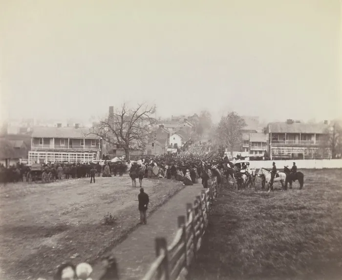 Framed Print : Procession of troops and civilians to Dedication of Soldiers National Cemetery, Gettysburg, Pennsylvania, Nov. 19, 1863
