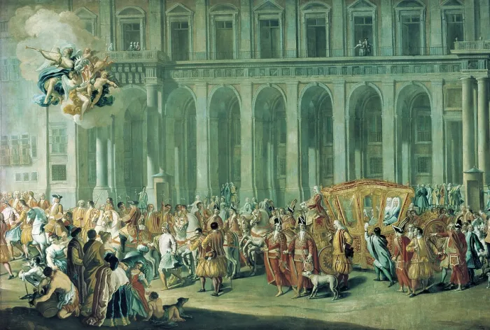 Framed Print : Procession of Vicerey Harrach (Sfilata del vicer Harrach), by Nicola Maria Rossi, 18th Century, oil on canvas - Whole artwork view