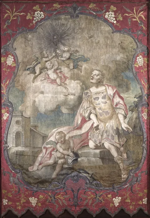 Framed Print : Processional Banner, by Unknown Artist, 1780 - 1799, 18th Century, fabric - Italy, Lombardy, Legnano, Saint Magno Cathedral. Whole artwork view. Roman soldier in ecstasy Framed Print : Processional Banner, by Unknown Artist, 1780 - 1799, 18th Century, fabric - Italy, Lombardy, Legnano, Saint Magno Cathedral. Whole artwork view. Roman soldier in ecstasy