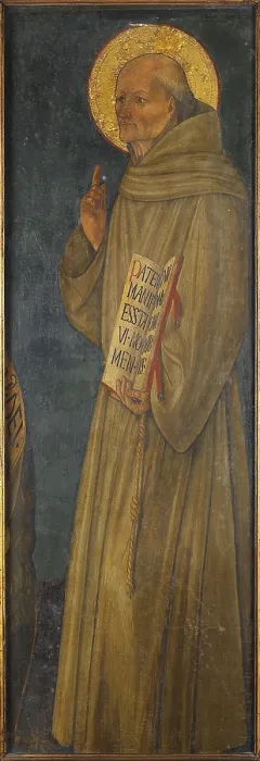 Framed Print : Processional standard St Bernardine of Siena (verso), by Unknown Artist, 1470 - 1475 about, 15th Century, tempera on panel, cm 97 x 75 - Italy, Lombardy, Milan