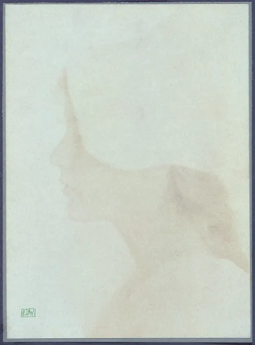 Framed Print : Profile of a young woman wearing a bonnet, photograph by Eva Watson Schutze, 1900