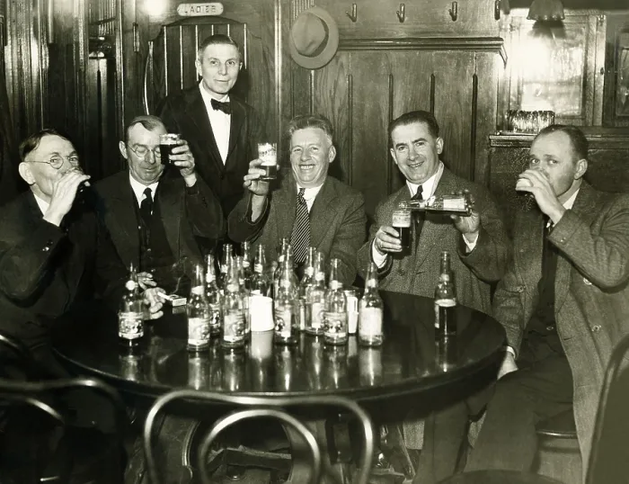 Framed Print : Prohibition ended and gentlemen enjoyed their beer on April 7, 1933. Three weeks earlier, President Franklin Roosevelt signed the Cullen-Harrison Act Framed Print : Prohibition ended and gentlemen enjoyed their beer on April 7, 1933. Three weeks earlier, President Franklin Roosevelt signed the Cullen-Harrison Act